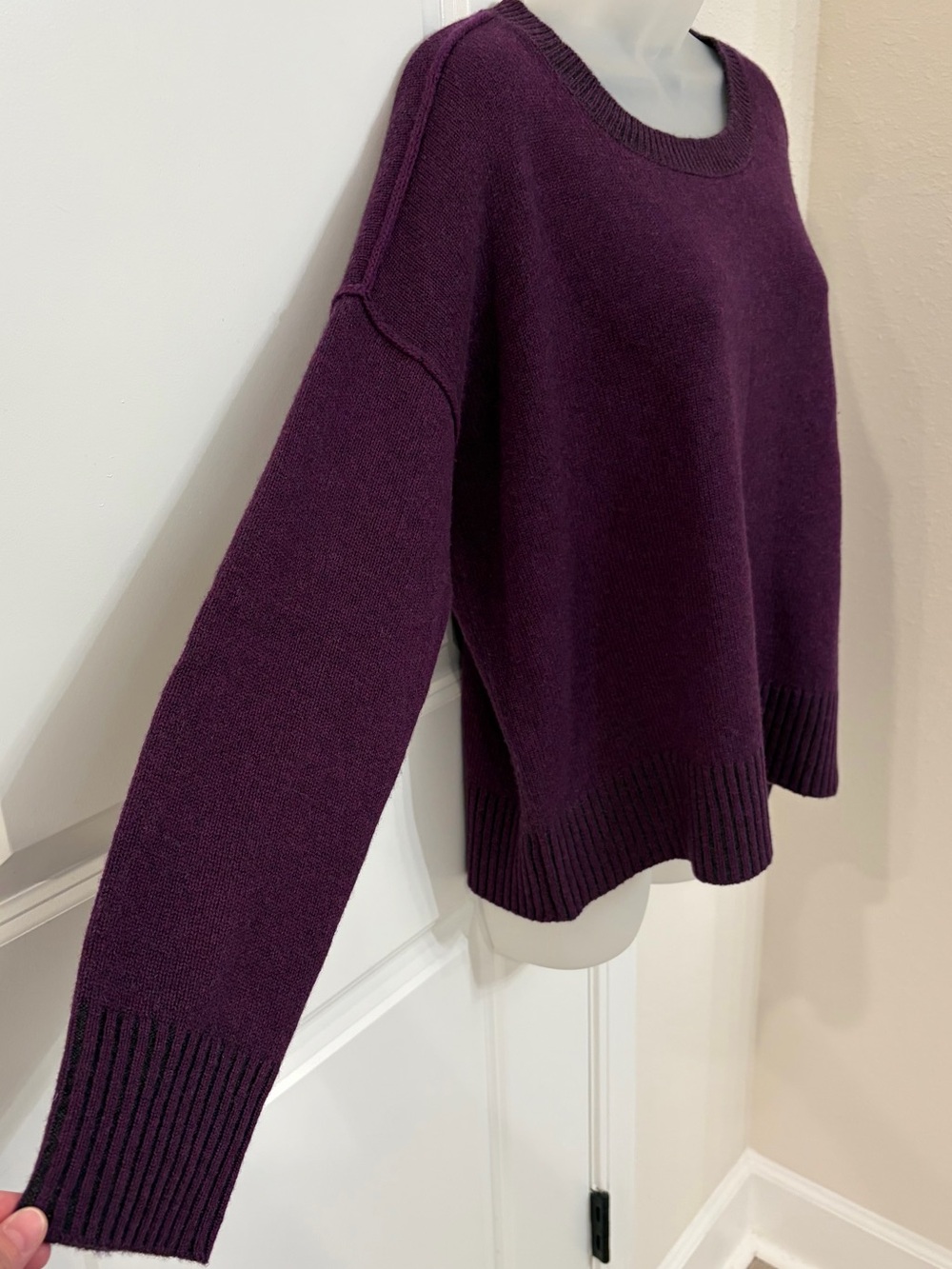Eileen Fisher Cashmere Crew Neck Sweater in Plum - Picture 4 of 10
